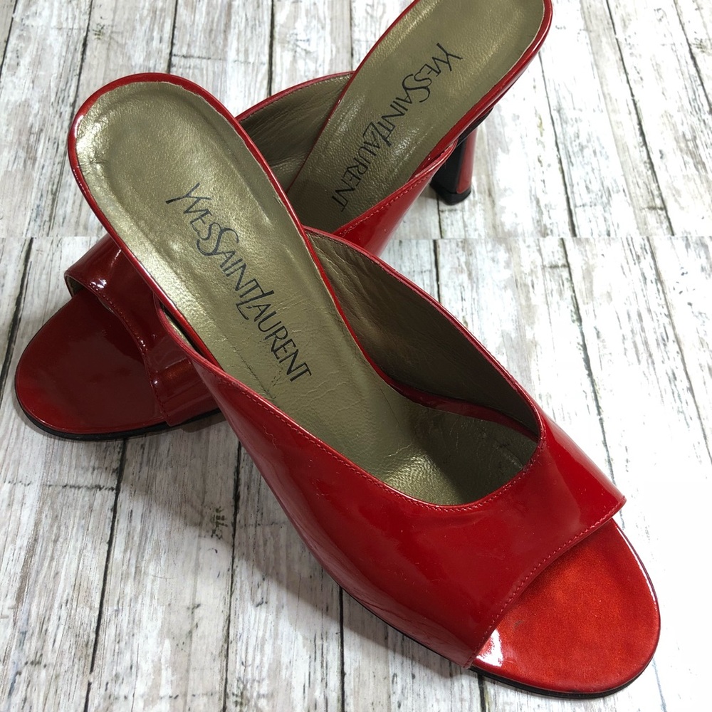 Yves Saint Laurent Metallic Red Mule Slip Ons 8.5